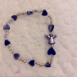 Hand beaded heart and angel bracelet